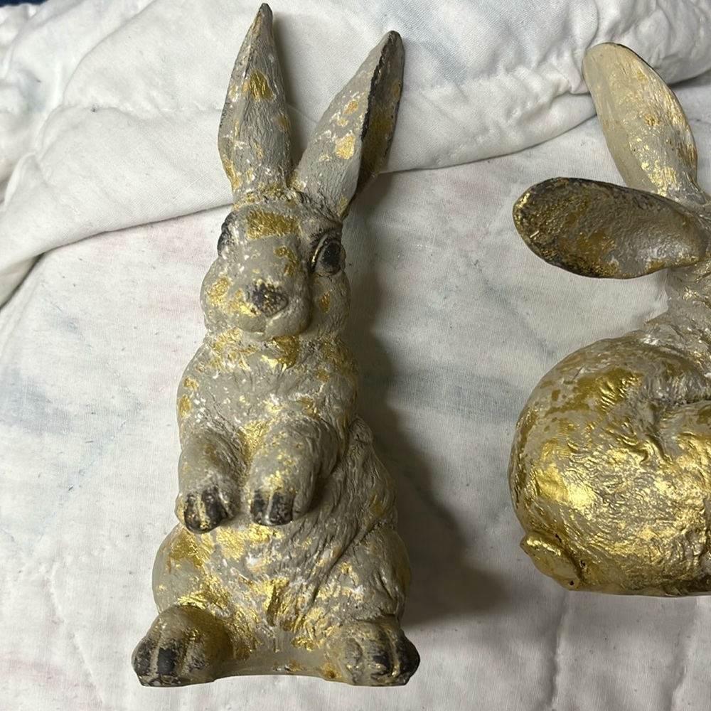 5” Vintage Gold blend Decorative Accent Rabbits  Home Decor